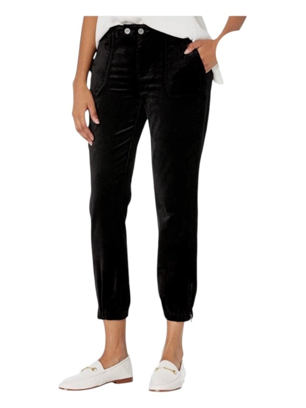 PAIGE Mayslie Black Velvet Jogger Pants - Size 26